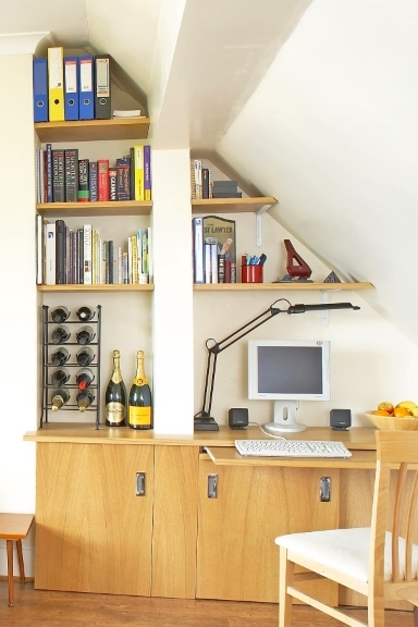 modern stylish roof space shelving cupoards storage domestic under stairs design american white oak