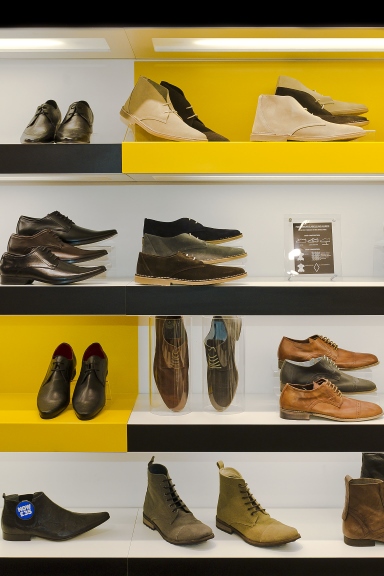 retail interior shelving Topman footwear department store design rollout